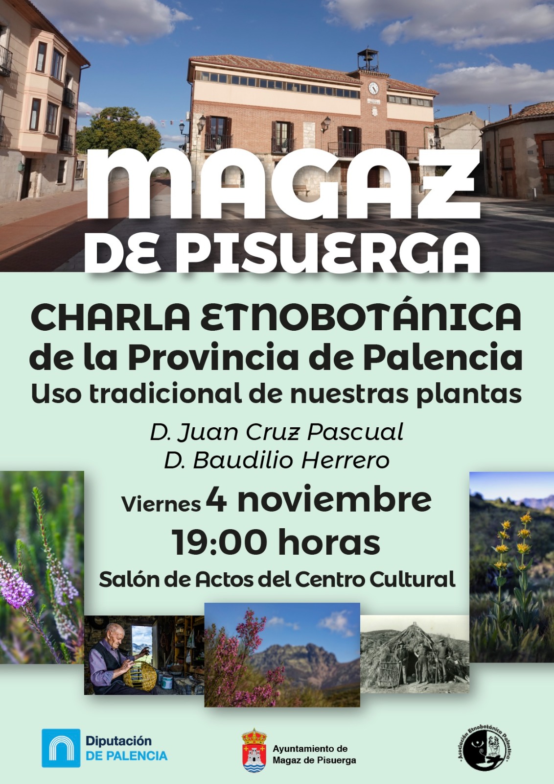 Cartel charla Etnobotánica. Uso tradicional de nuestras plantas. Magaz de Pisuerga (04-11-2022)