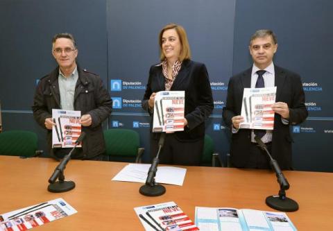 La presidenta de la Diputación, Ángeles Armisén, junto al diputado de Deportes, Gonzalo Pérez, y el coordinador del servicio, Enrique Hermoso, ha presentado esta mañana la nueva edición del exitoso programa de Convivencias en la nieve.